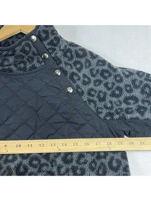 Abercrombie & Fitch Snap-Up Fleece Leopard Print Pullover Asymmetrical Sz Medium thumbnail 10