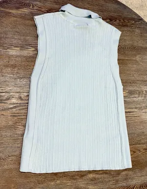 VARLEY Anastasia Rib Knit Mock Neck Tank - Winter Sky (Light Blue) - Large - NWT thumbnail 16