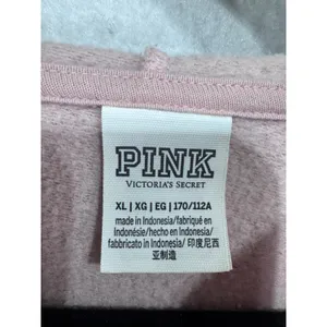 Victoria's Secret PINK‎ XL Gray Pink Hoodie Women Full Zip Silver Logo Fleece thumbnail 2
