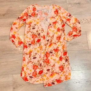 Womens Floral Print Kimono Cardigan Coverup Sheer Open Front‎ Duster Medium thumbnail 1