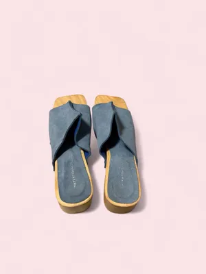 Made in Spain Navy Suede Block Heel Mules thumbnail 3