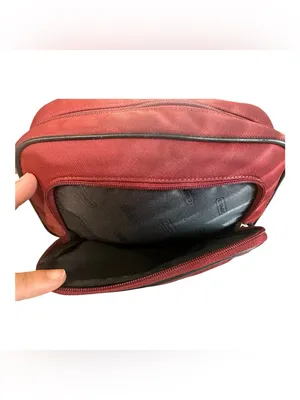 Vintage y2k Coach Rare Red Nylon Leather Trim Shoulder Bag with Zipper pockets thumbnail 6