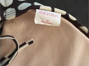 Xhilaration Y2K Brown & White Polka Dot Bikini Size Large Bottom Extra Large Top thumbnail 11