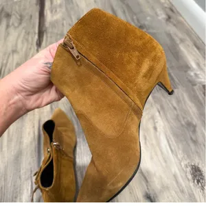 YSL Saint Laurent fringe suede studded kitten heel boho boots size 37 or 6.5 thumbnail 6