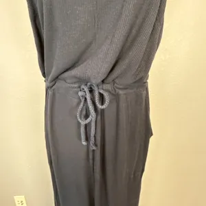 Free People Beach Salopette Shelby Wide Leg Jumpsuit Overall Size M Black Pocket thumbnail 3
