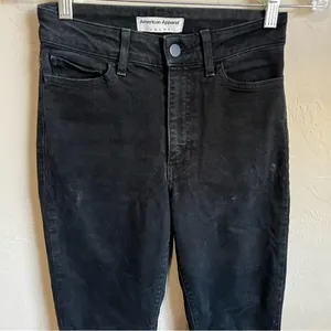 American Apparel Made in the USA Black High‎ Rise Skinny Denim Jeans thumbnail 3