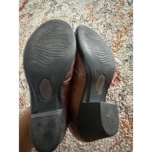 Earth Origins Derby Brown Leather Ruched Block Heel‎ Loafers Womens 7M thumbnail 6