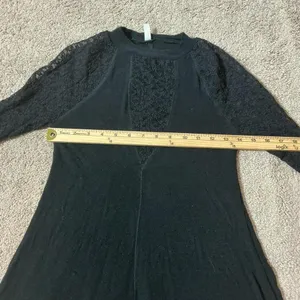 Free People Black Lace‎ Illusion Long Sleeve Mesh Sheer Top XS Whimsigoth thumbnail 4