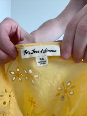 For Love & Lemons Yellow Eyelet V-Neck Mini Dress thumbnail 4