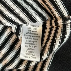 DownEast Women’s Black White Striped Lace Back Elbow Patch Nautical Sweater Med‎ thumbnail 5