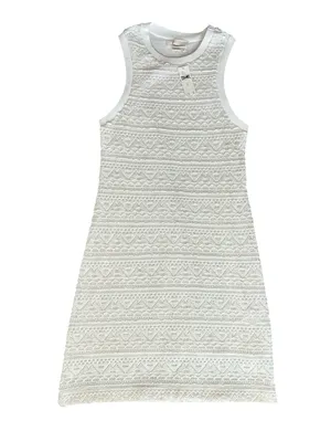 By Anthropologie Textured Knit Crochet Sleeveless Ivory Mini Dress Size M NWT thumbnail 10