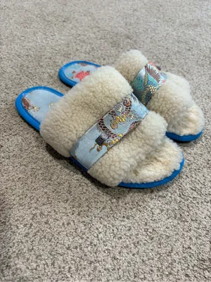 Australia Luxe Collective Blue Satin Sheepskin Slippers Women’s Size 8 thumbnail 7