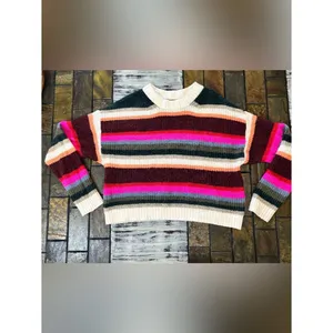 American Eagle Multi Color Striped Crop Sweater Women’s Small Boho Casual Chunky thumbnail 10
