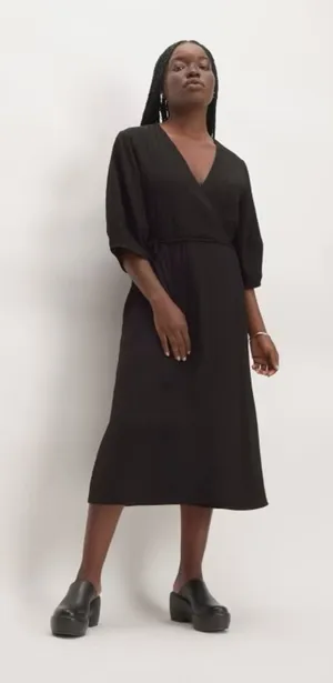 Everlane The City Stripe Wrap Dress thumbnail 1