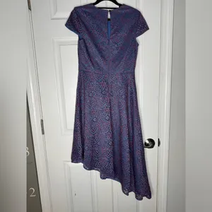 BANANA REPUBLIC Purple Red Eyelet Lace Assymetrical Hem Midi‎ Dress Size 0 thumbnail 5