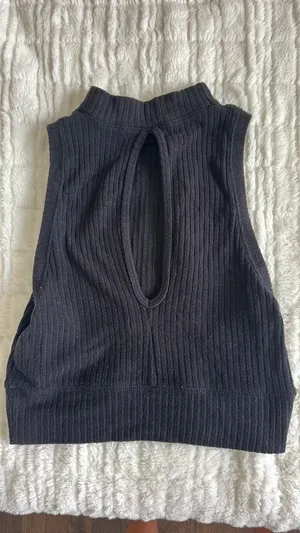 Abercrombie Black High Neck Crop Top thumbnail 1