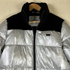 Levi Strauss‎ Co Women's Puffer Jacket Sz XS Silver Color Block Winter Coat thumbnail 2