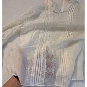 Chico's WHBM Sheer Cream Lace Pirate Blouse Boho Festival Poetic Top S Cotton‎ thumbnail 7