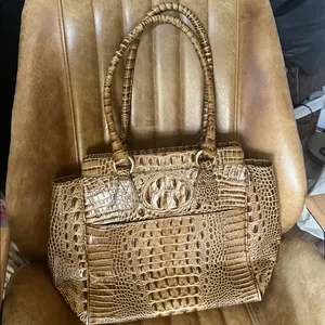 Brahmin Croc-Embossed Tan Tote Bag thumbnail 2