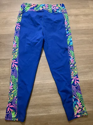Lilly Pulitzer Royal Blue Leggings with Multicolor Tropical Panels thumbnail 4