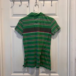 NWT Old Navy Perfect Fit Polo Shirt Green Striped Short Sleeve Cotton‎ Womens M thumbnail 5