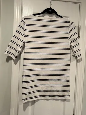 NWOT LRL Ralph Lauren Striped Knit Top Navy White Short Sleeve Stretch Classic thumbnail 8