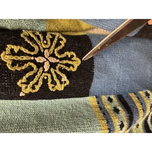 Vintage Christopher‎ & Banks Hand Embroidered Knit Cardigan Women's S Blues Snow thumbnail 9