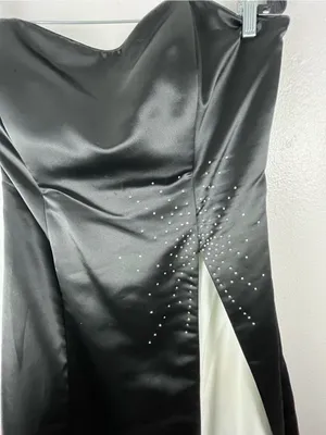 SCOTT MCCLINTOCK Black White Layered Strapless Beaded Gown Size 14 Elegant thumbnail 7