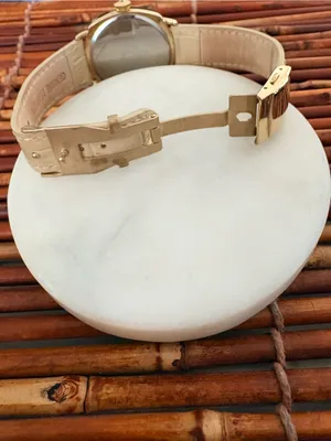 Premier Designs Gold-Tone Case Watch Cream Strap and White Dial Needs Battery thumbnail 5