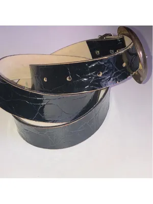 Classic Black Leather Belt with Gold Tone Buckle thumbnail 3