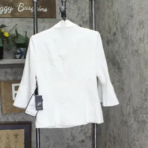 Adrianna Papell Bell-Sleeve Crepe Blazer Pullover Tuxedo Top White 8 thumbnail 2