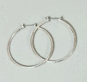 Silver Hoops Hoop Earrings Jewelry 💎 (Large Size) thumbnail 1