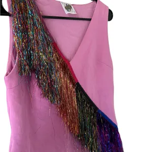 Queen of Sparkles Diagonal Metallic Fringe Dress thumbnail 9