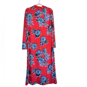 Zara Red Floral Button‎ Front Long Sleeves Midi Dress Medium thumbnail 4