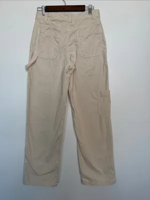 Aritzia Sun-deh Carpenter Utility Pants Cream Ivory Organic Cotton Size 6 thumbnail 2