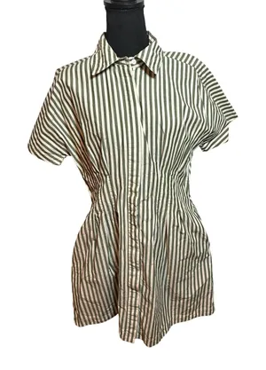 Tuckernuck Green White Stripe Jardin Stripe Cotton Poplin Mini Calli Resort SZS thumbnail 1