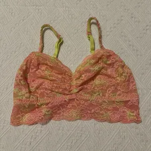 PINK Victoria’s Secret Yellow Pink Lace Bralette Women’s Sz M Medium thumbnail 1