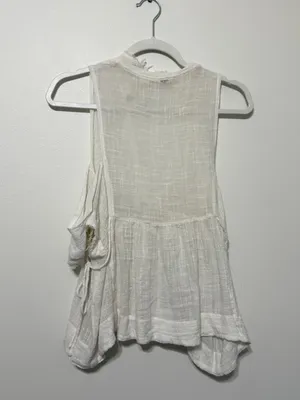 Free People One Gauze Indus Cold Shoulder Blouse Size Small Boho White Top thumbnail 7