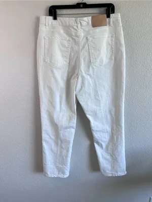 Frye Women's High Rise Straight Leg White Denim Jeans Cuffed thumbnail 3