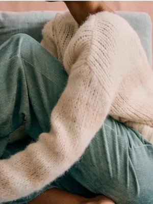 Sezane Lysandre Knit Jumper Sweater in Ecru Camel size Medium $198 thumbnail 4
