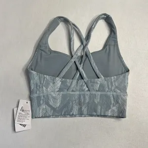 Lululemon NWT Energy Longline Bra Reverberate Chevron Jacquard Silver Blue White thumbnail 2