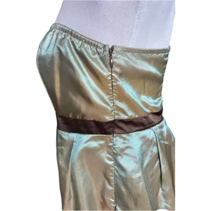 Womens Ryu Anthropologie Tafetta Irridescent Sheen Beige Strapless Dress - Sz L thumbnail 3