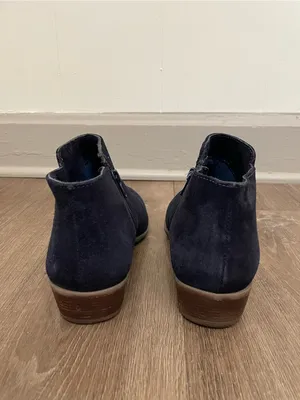 Diba Leather Suede Booties Size 7.5 Navy Blue Ankle Boots Side Zip Boho Western thumbnail 4