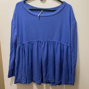 Free People Forever Your Girl Babydoll Blue Top thumbnail 4