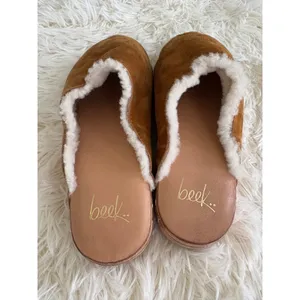 Beek Anthropology Suede‎ Clogs Shearling Lined Wooden Platform Slip On Mules thumbnail 5