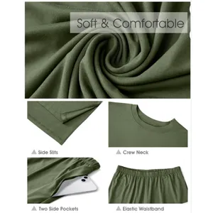 NEW Soft 2 Pc Lounge Set Pajamas Knit Short Sleeve Top & Long Pants M thumbnail 7