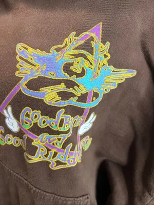 Boys Lie Good Vibes Good Luck Angel Hoodie Brown Oversized One Size thumbnail 5
