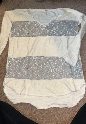 White Gray Sparkly Sweater thumbnail 1