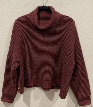 MADEWELL Burgundy Side-Button Turtleneck Sweater thumbnail 1
