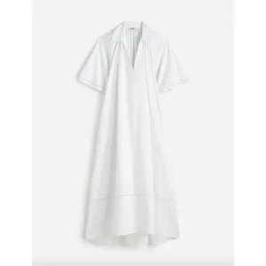 Madewell Poplin Splitneck Midi Shirtdress Cotton White Pockets Relaxed M NWT thumbnail 6